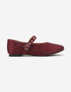  Balerine Bordeaux Plate Mary Jane cu Zirconii și Cataramă Arfela