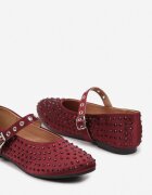  Balerine Bordeaux Plate Mary Jane cu Zirconii și Cataramă Arfela