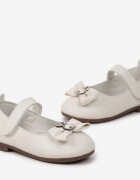  Balerini Bej cu Brant din Piele cu Velcro cu Fundiță Decorativă cu Iepuraș Vartili