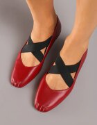  Balerini Bordeaux-Roșii Plati Decorați cu Elastic Elizora