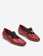  Balerini Bordeaux-Roșii Plati Decorați cu Elastic Elizora