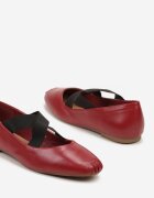  Balerini Bordeaux-Roșii Plati Decorați cu Elastic Elizora