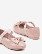  Balerini Plati Roz cu Brant din Piele Funda si Curea Elastica Dailia