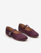  Balerini Plati Violet Mary Jane cu Zirconii și Cataramă Arfela