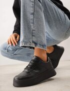 ballada Adidași Negre pe Platformă cu Perforație Iconică în Față Issaden