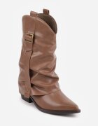 ballada Botine cowboy încrețite maro cu carâmb ce imită piciorul pantalonului Ilosa