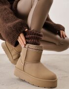 ballada Cizme de zăpadă cu talpă groasă decorate cu broderie Lannera Bej închis
