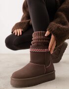 ballada Cizme de zăpadă cu talpă groasă decorate cu broderie Lannera Maro