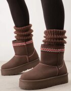 ballada Cizme de zăpadă cu talpă groasă decorate cu broderie Lannera Maro