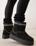 ballada Cizme de zăpadă cu talpă groasă decorate cu broderie Lannera Negre