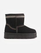 ballada Cizme de zăpadă cu talpă groasă decorate cu broderie Lannera Negre