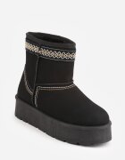 ballada Cizme de zăpadă cu talpă groasă decorate cu broderie Lannera Negre