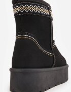 ballada Cizme de zăpadă cu talpă groasă decorate cu broderie Lannera Negre