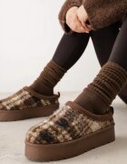 ballada Cizme de zăpadă Maro cu Talpă Groasă cu Carâmb Scăzut în Carouri Clavera