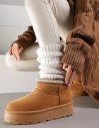 ballada Cizme de zăpadă Maro pe Talpă Groasă Decorate cu Broderie Sewnella