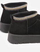 ballada Cizme de zapadă Negre cu talpă groasă Decorate cu broderie Sewnella