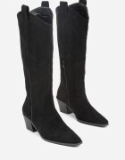 ballada Cizme Negre Cowboy pe Toc Conic cu Broderie pe Gambă Gallessa