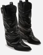 ballada Cizme Negre Încrețite Stil cowboy Pe toc conic Cu tija întoarsă Esvela