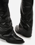 ballada Cizme Negre Încrețite Stil cowboy Pe toc conic Cu tija întoarsă Esvela