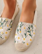 ballada Espadrile Bej cu Împletitură și Broderie Florală Alenara