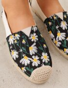 ballada Espadrile negre cu împletitură și broderie florală Alenara