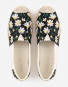 ballada Espadrile negre cu împletitură și broderie florală Alenara