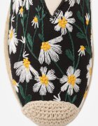 ballada Espadrile negre cu împletitură și broderie florală Alenara