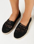 ballada Espadrile Negre Perforate pe Talpă din Împletitură