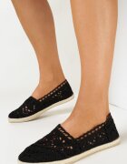 ballada Espadrile Negre Perforate pe Talpă din Împletitură