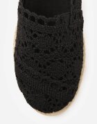 ballada Espadrile Negre Perforate pe Talpă din Împletitură