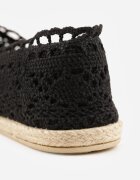 ballada Espadrile Negre Perforate pe Talpă din Împletitură