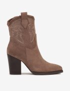 ballada Ghete Bej închis cu toc stil cowboy cu broderie decorativă Riala