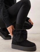 ballada Ghete de zăpadă Negre peste gleznă foarte călduroase cu blană pe platformă Reilanna