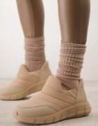 ballada Ghete de zăpadă tip adidași bej închis matlasate pe platformă groasă embosată Verta
