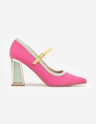 ballada Pantofi cu toc Fucsia Decorați cu baretă și aplicație metalică Linnevara