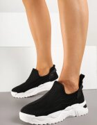 ballada Pantofi sport slip-on negri tip sneakers din plasă cu detalii în relief Nusellia