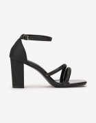 ballada Sandale Negre Brocate Cu strasuri Cu toc gros Ladite