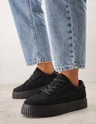 ballada Sneakers Negre cu Talpă Groasă cu Relief Larviona