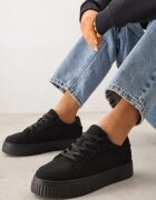 ballada Sneakers Negre cu Talpă Groasă cu Relief Larviona