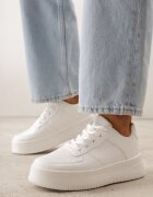 ballada Sneakersi Albi pe Platformă cu Talpă Striată și Perforații Artie