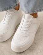 ballada Sneakersi Albi pe Platformă cu Talpă Striată și Perforații Artie