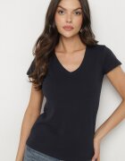basic Tricou Bleumarin din Bumbac cu Decolteu în V Liniviela