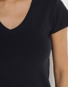basic Tricou Bleumarin din Bumbac cu Decolteu în V Liniviela