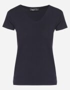 basic Tricou Bleumarin din Bumbac cu Decolteu în V Liniviela