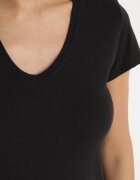 basic Tricou Negru din Bumbac cu Decolteu în V Liniviela