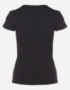 basic Tricou Negru din Bumbac cu Decolteu în V Liniviela