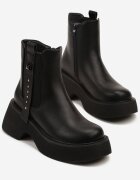 basida Botine Chelsea Negre cu platformă cu ornamente metalice la carâmb Tulirina