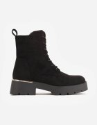basida Botine cu talpă groasă în stil worker cu ornament metalic Camalia Negre