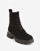 basida Botine cu talpă groasă în stil worker cu ornament metalic Camalia Negre