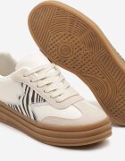 be.sport Adidași bej pe talpă de cauciuc decorați cu sclipici și imprimeu zebră Sallinen